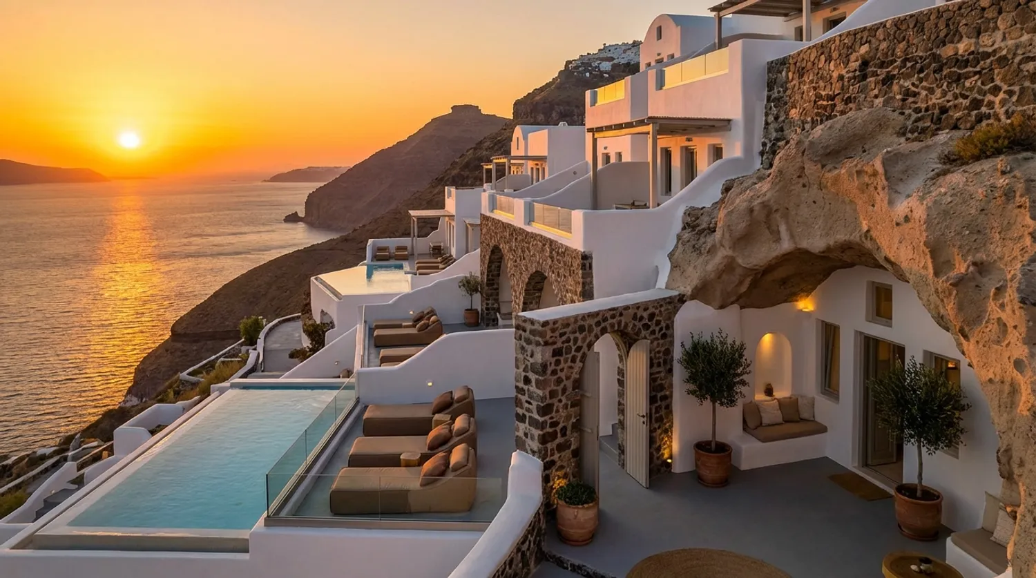 Explore Santorini's Hidden Luxury Cave Hotel with Stunning Sea Views