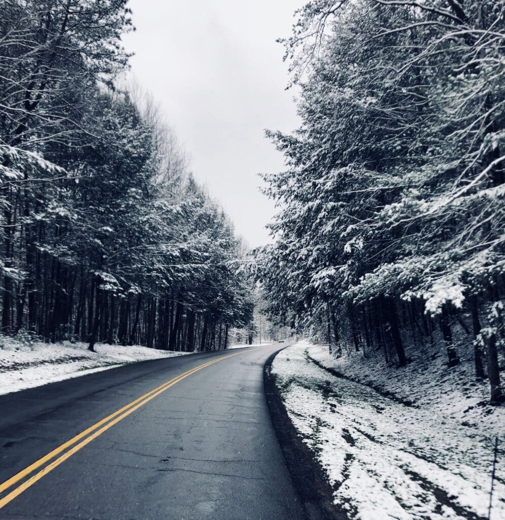 Gatlinburg Snowy Road. Gatlinburg In January
