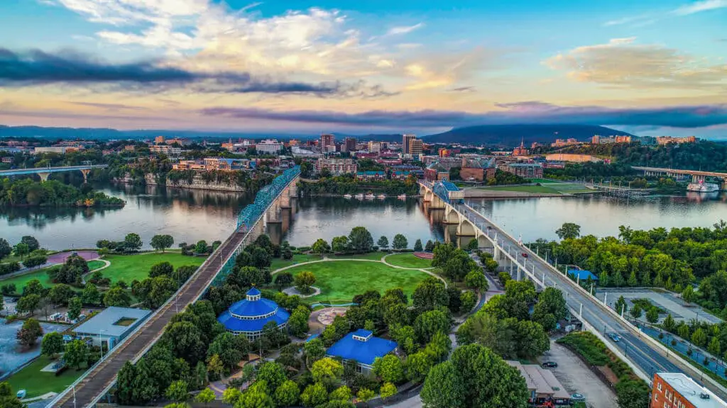 Aerial View Of Chattanooga Tennessee Tn