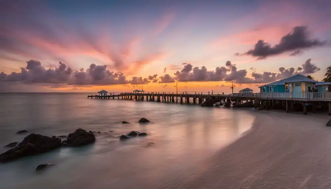 A Vibrant Sunset Over A Serene Beach In Key West Featuring Diverse People And Stunning Photography.