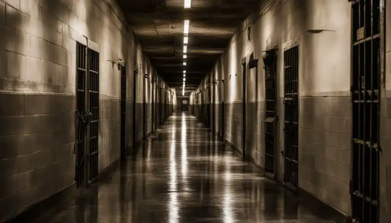 A Photo Of A Dark And Eerie Corridor In Tennessee State Prison Capturing Its Haunting Atmosphere.