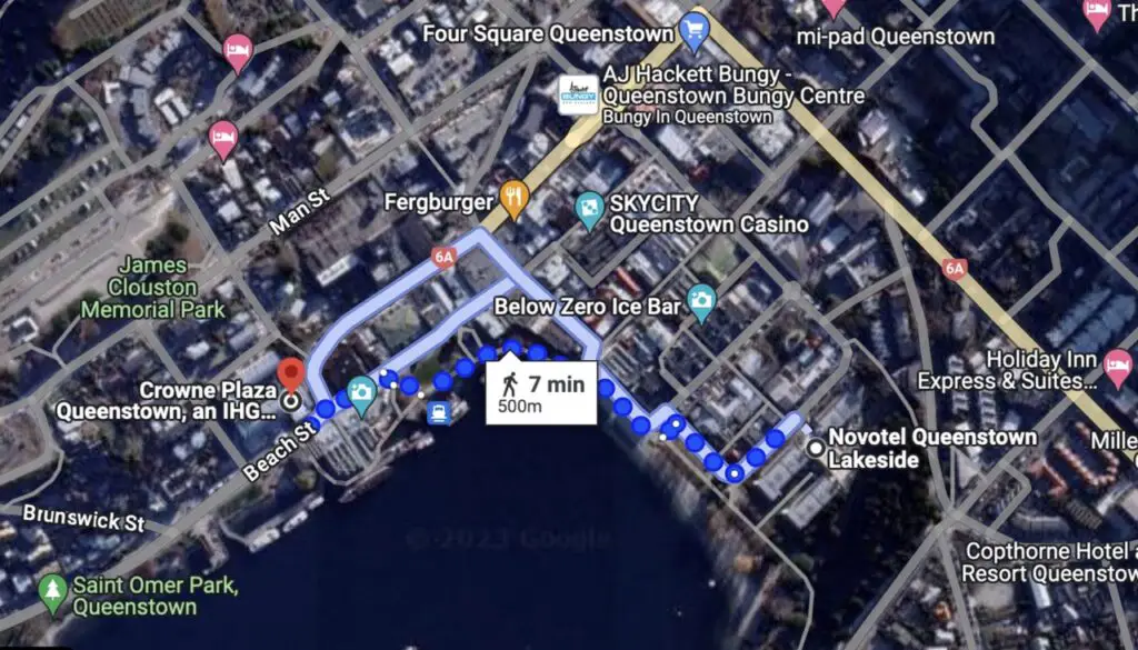 Map Of Downtown Queenstown With Walking Distances