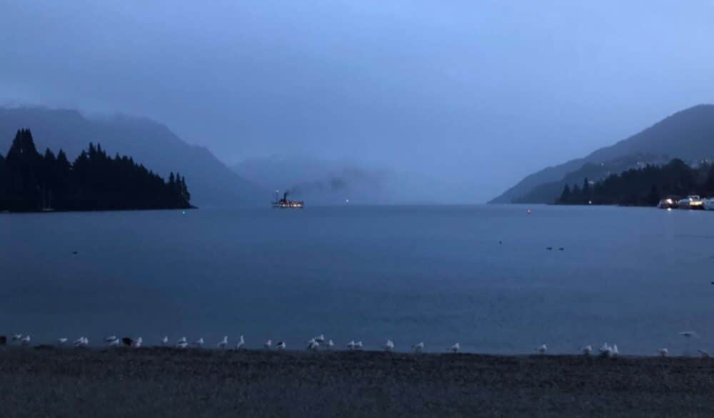Queenstown At Dusk With View Of Steamboat In Distance