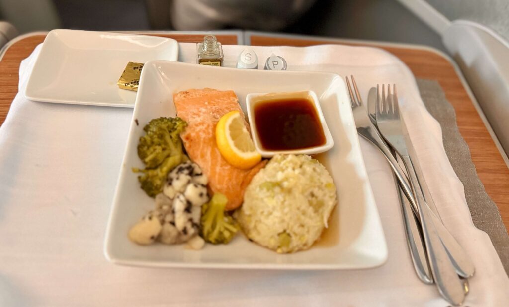 American 787 Business Class Lisbon Meal