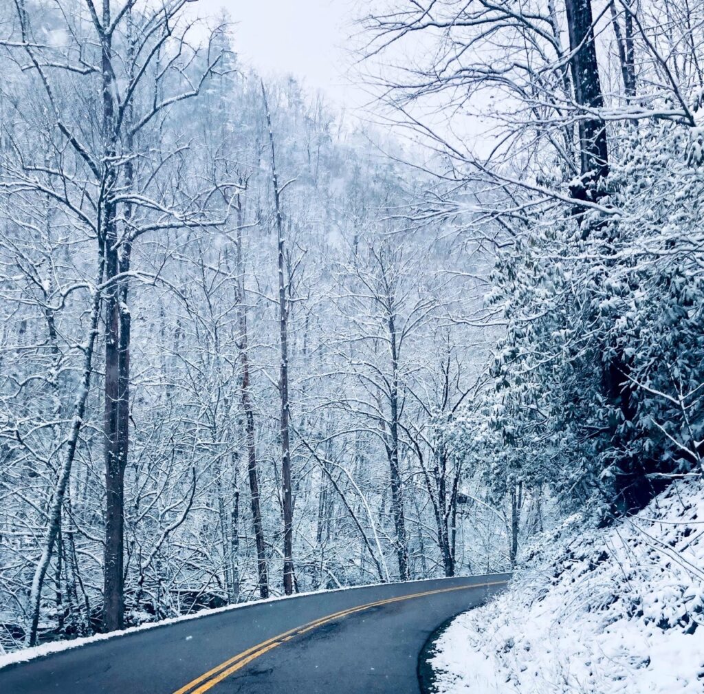 Snowy Drive Near Gatlinburg